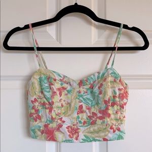 Cropped floral tank